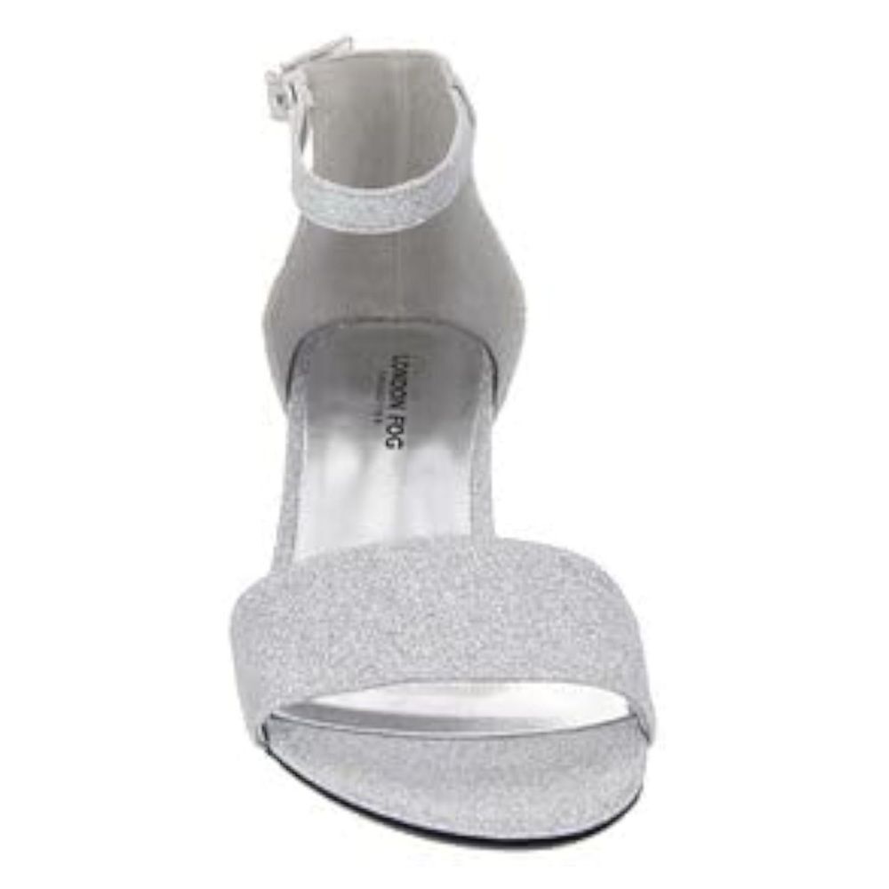 London Fog Block Heel Sandal sz 8 Silver NEW # bag 8-YY - Picture 6 of 11
